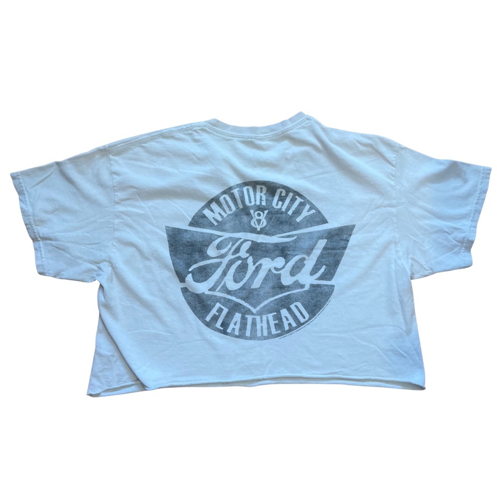 Junk Food Clothing White and Gray Motor City Crop Top